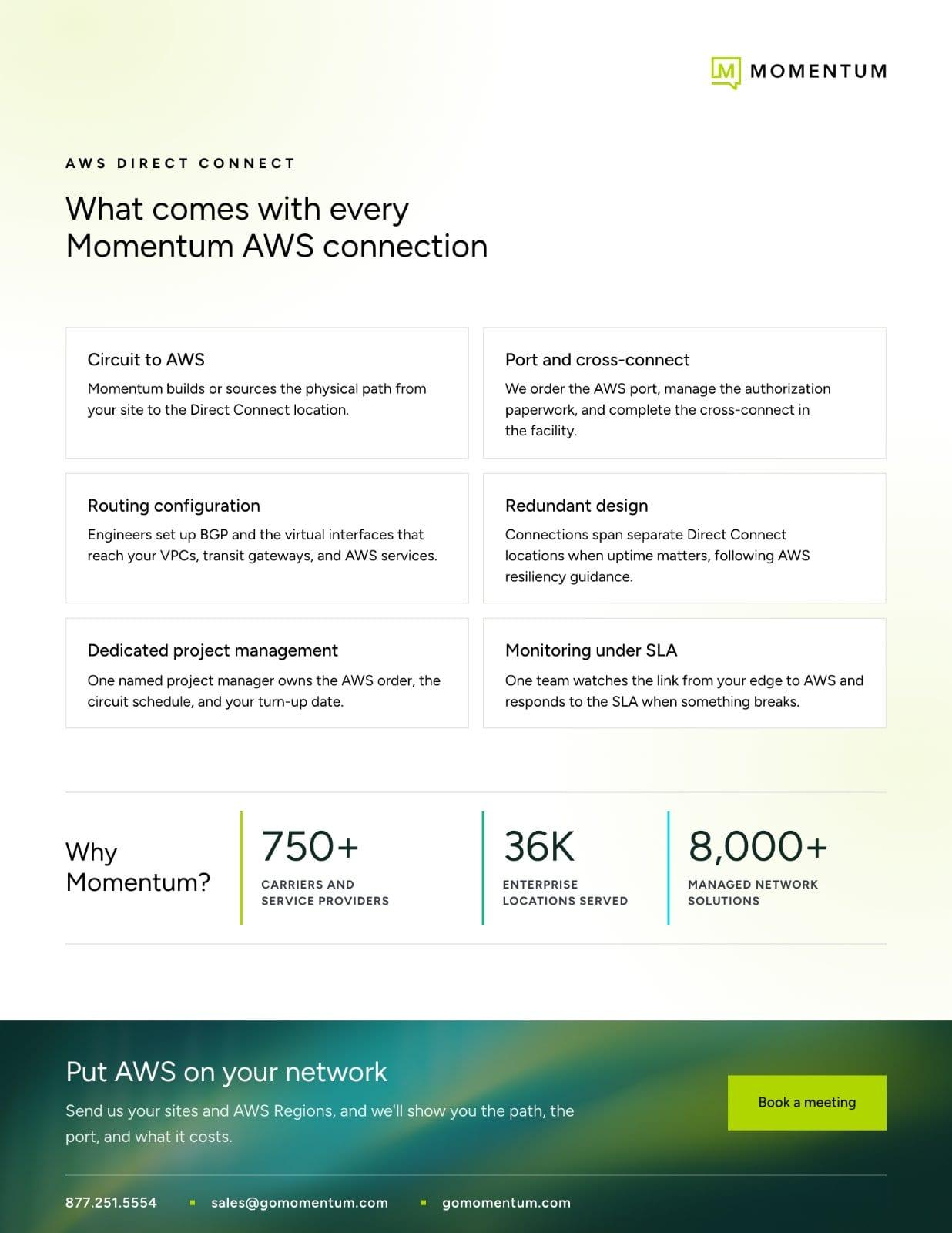 Page two of the AWS Direct Connect datasheet