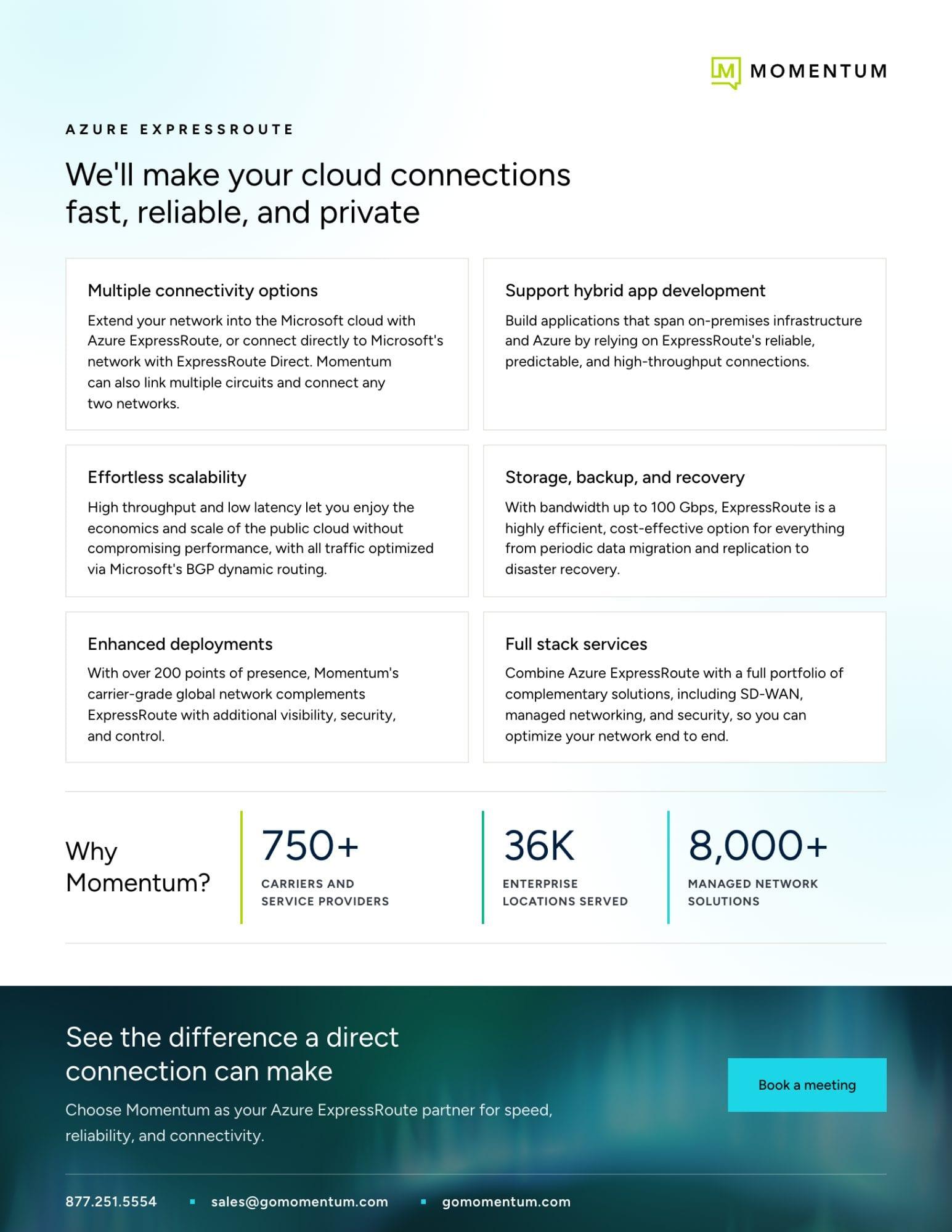Page two of the Azure ExpressRoute datasheet