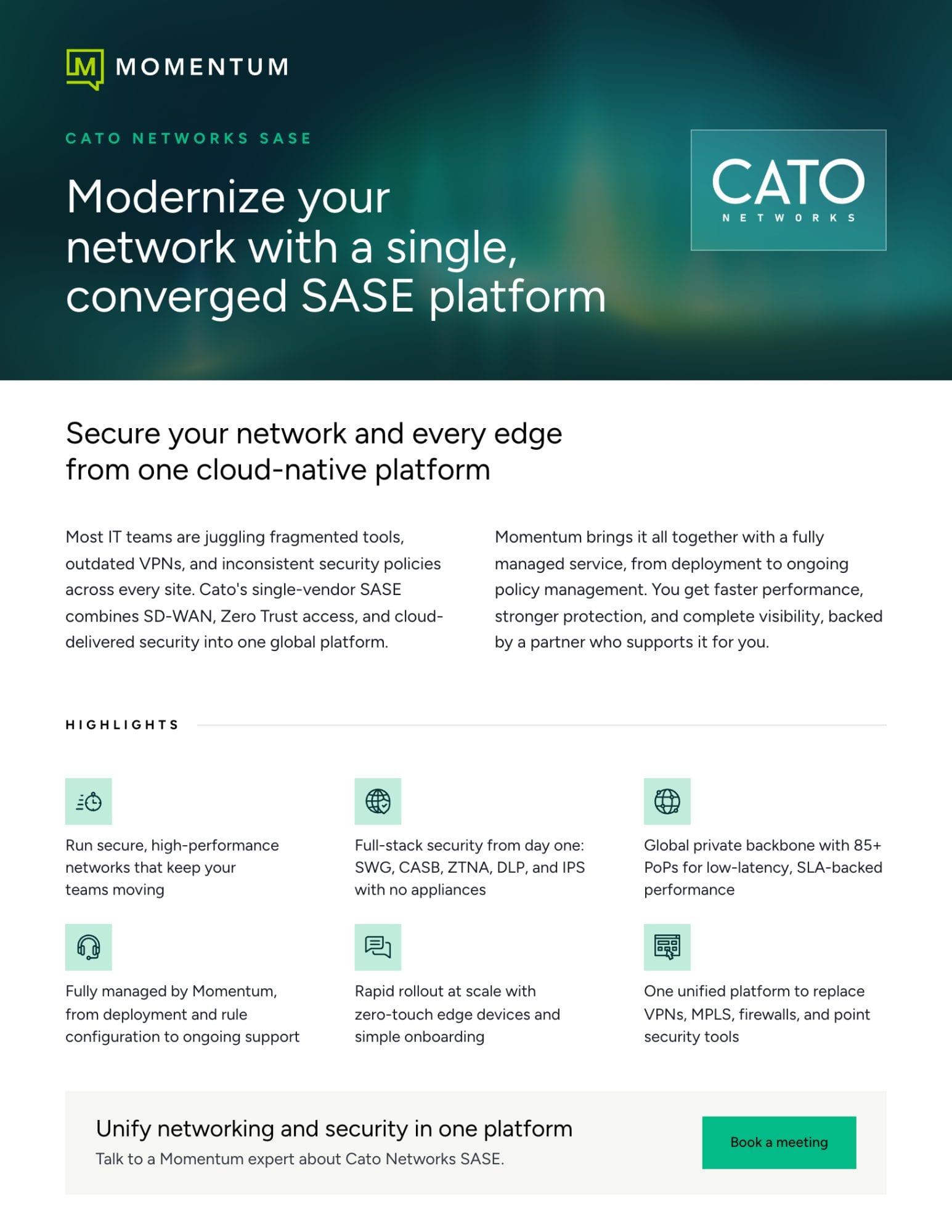 Page one of the Cato Networks SASE datasheet