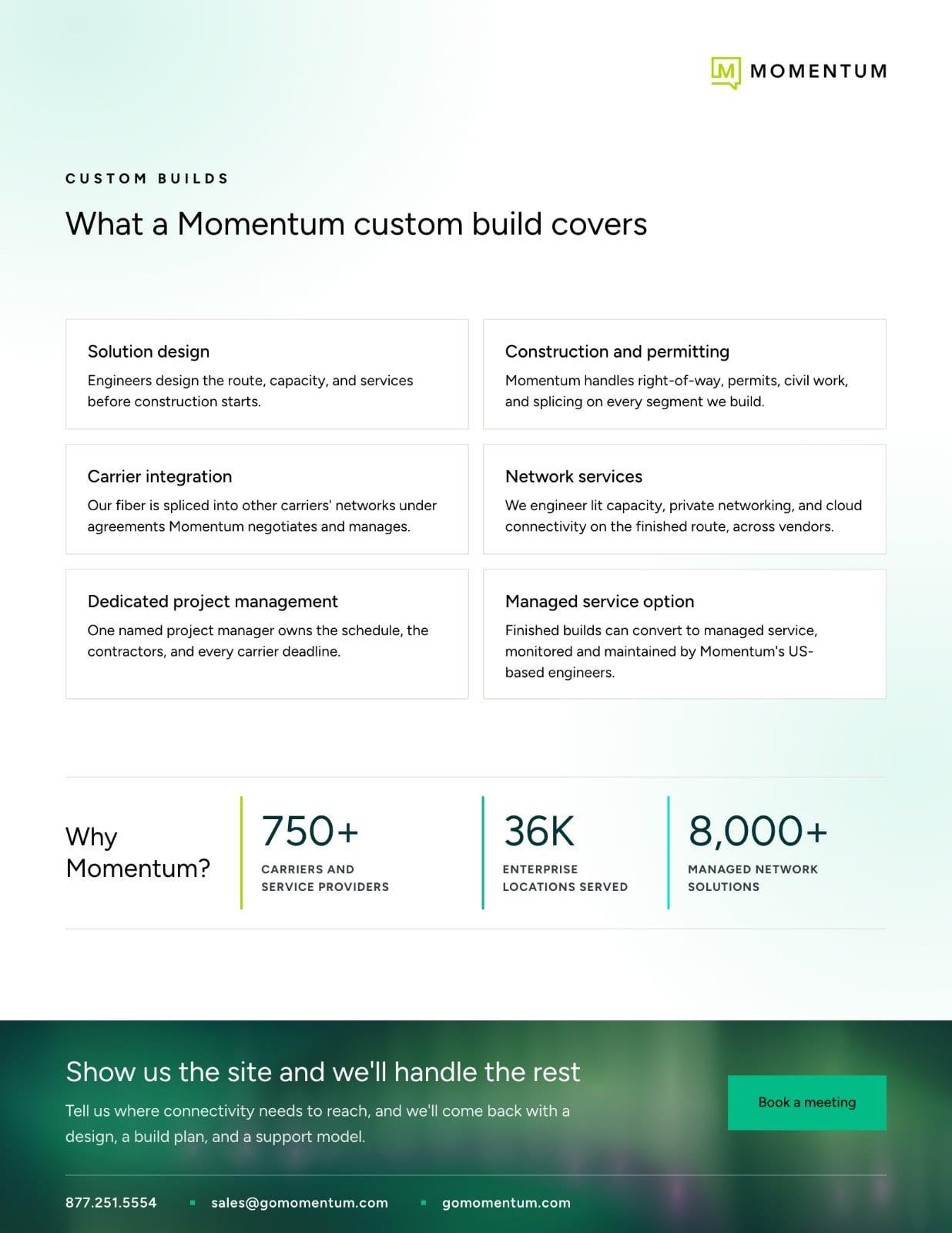Page two of the Custom Builds datasheet