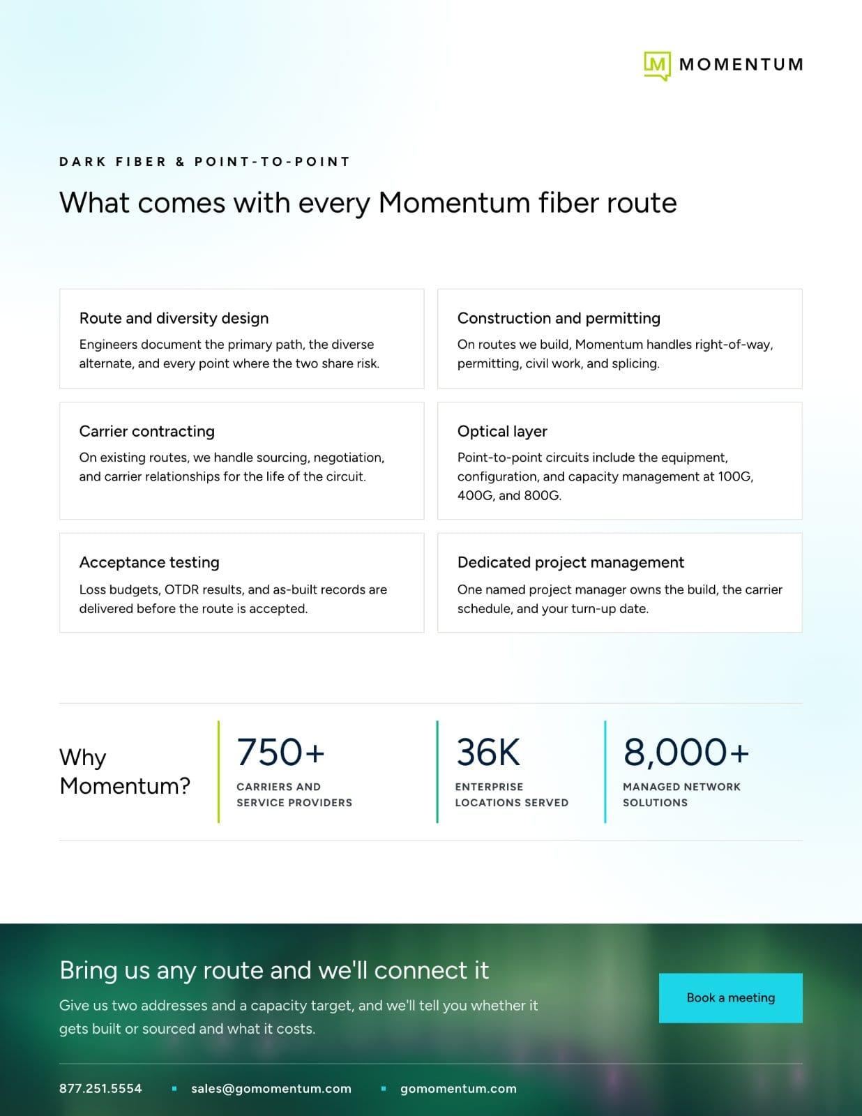 Page two of the Dark Fiber and Point-to-Point datasheet