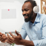 African American man speaking on a Microsoft teams conference call