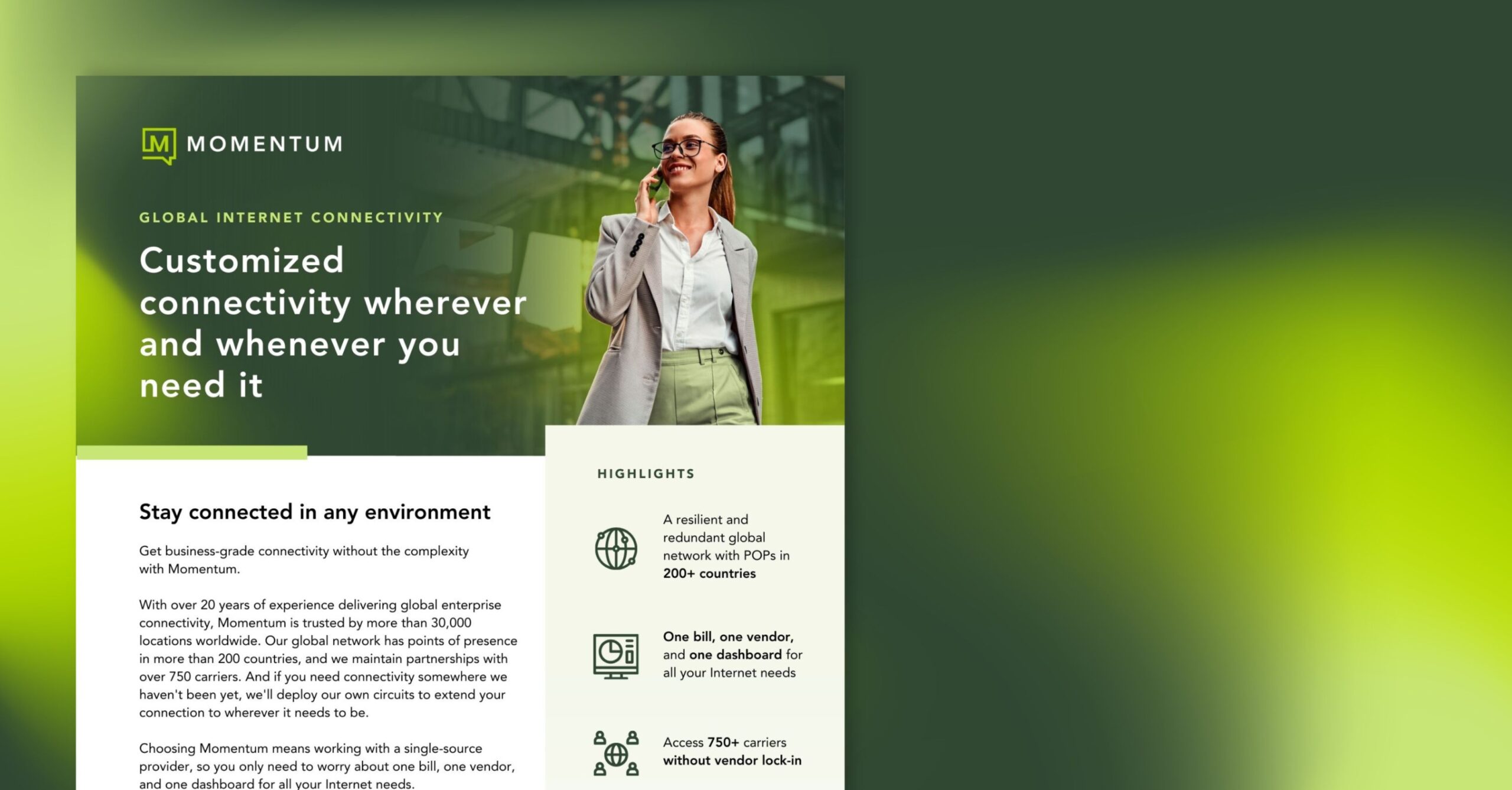Global Internet Connectivity Datasheet