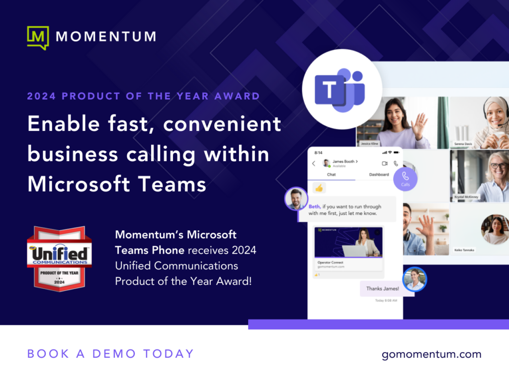 graphic announcing award for momentum's microsoft teams
