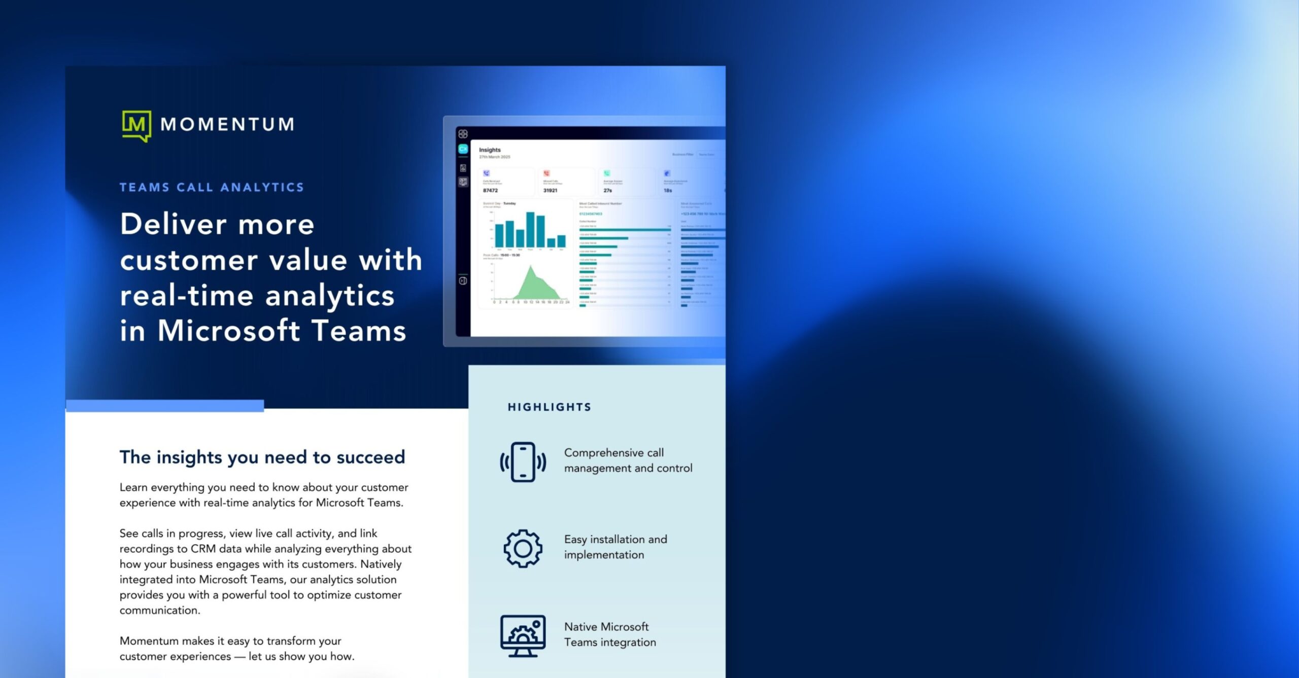 Teams Call Analytics Datasheet